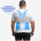 X-shaped CompressBand back view — posture support diagram