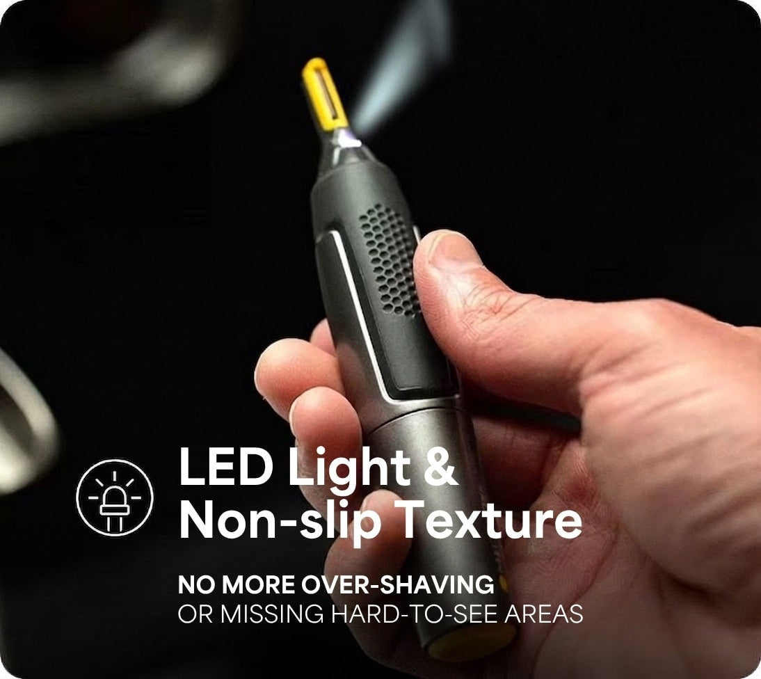 Precision Trimmer detail 3 — LED + non-slip grip