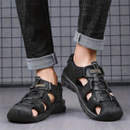 Ridge - Comfort Leather Orthopaedic Walking Sandal Black · view 03