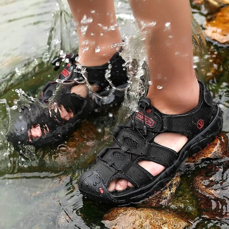 Ridge - Comfort Leather Orthopaedic Walking Sandal Black · view 09