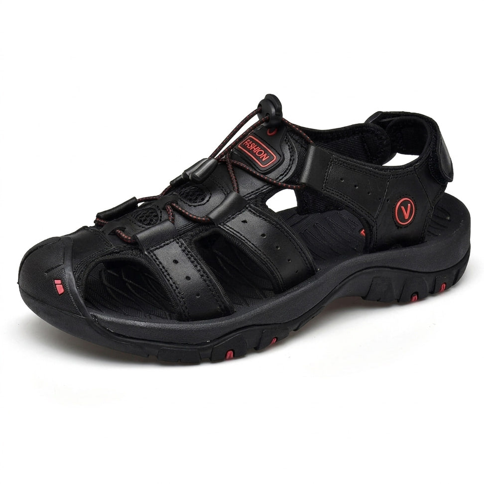 Ridge - Comfort Leather Orthopaedic Walking Sandal Black