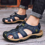 Ridge - Comfort Leather Orthopaedic Walking Sandal Blue · view 03