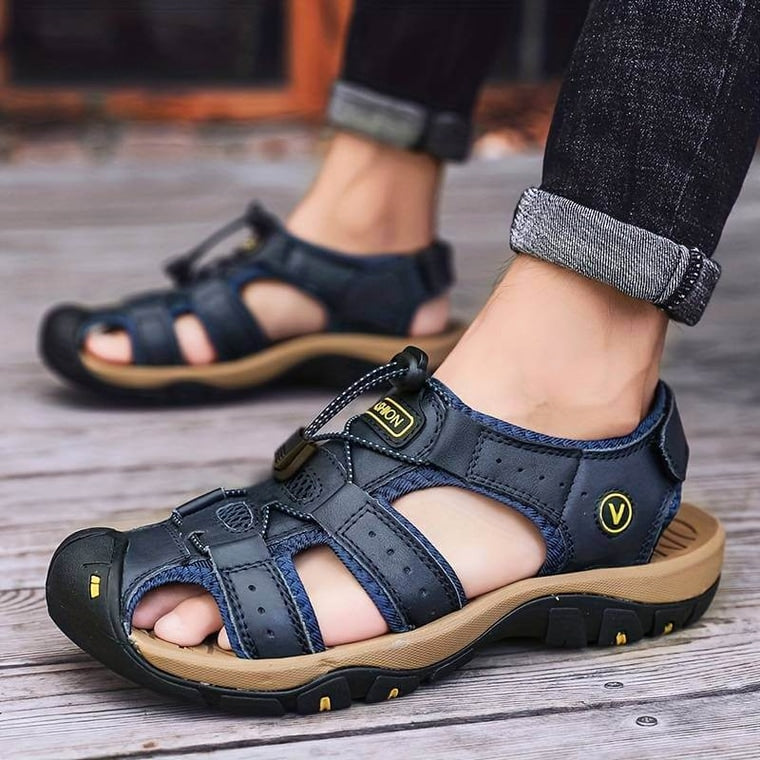 Ridge - Comfort Leather Orthopaedic Walking Sandal Blue · view 03
