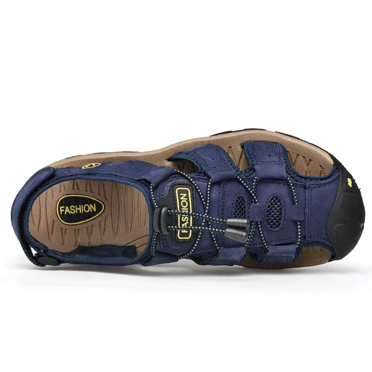 Ridge - Comfort Leather Orthopaedic Walking Sandal Blue · view 06