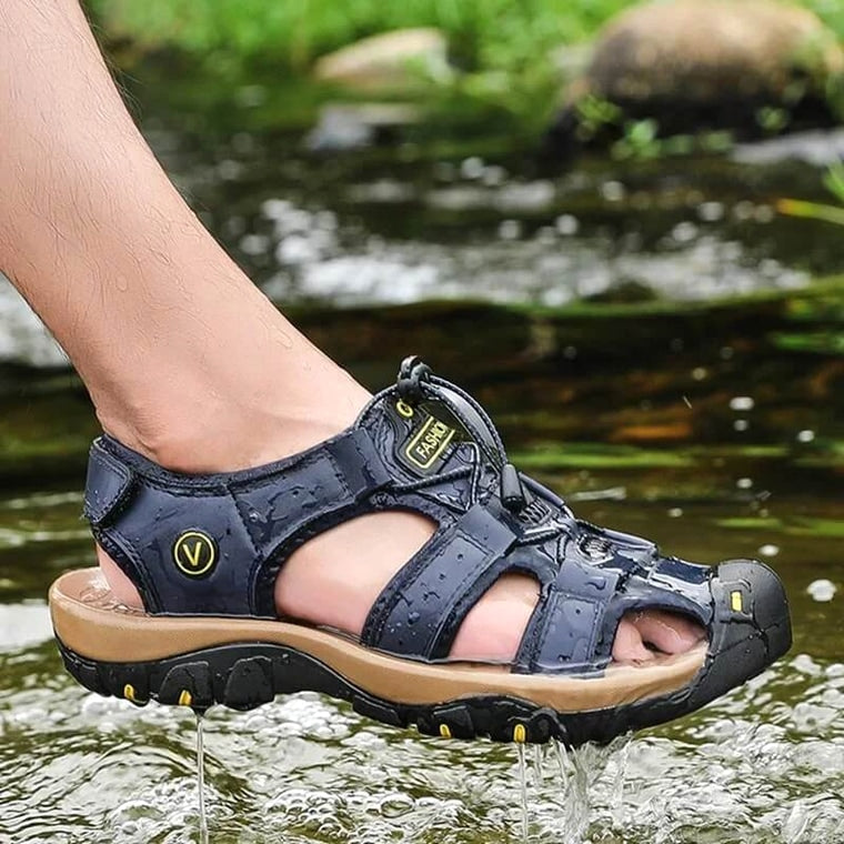 Ridge - Comfort Leather Orthopaedic Walking Sandal Blue · view 08