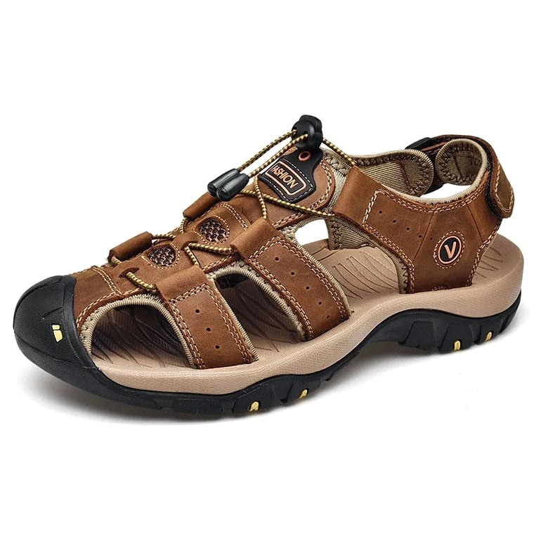 Ridge - Comfort Leather Orthopaedic Walking Sandal Brown · view 02