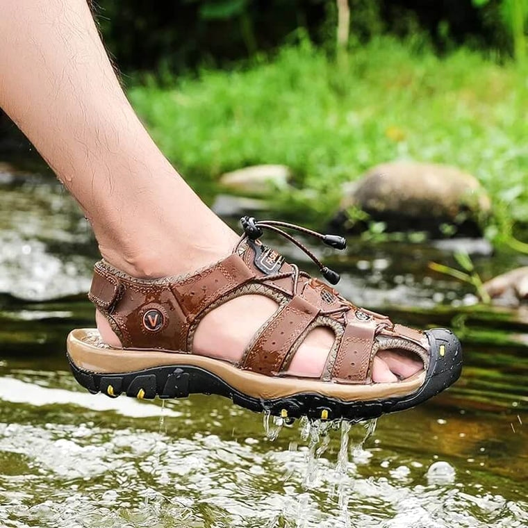 Ridge - Comfort Leather Orthopaedic Walking Sandal Brown · view 09