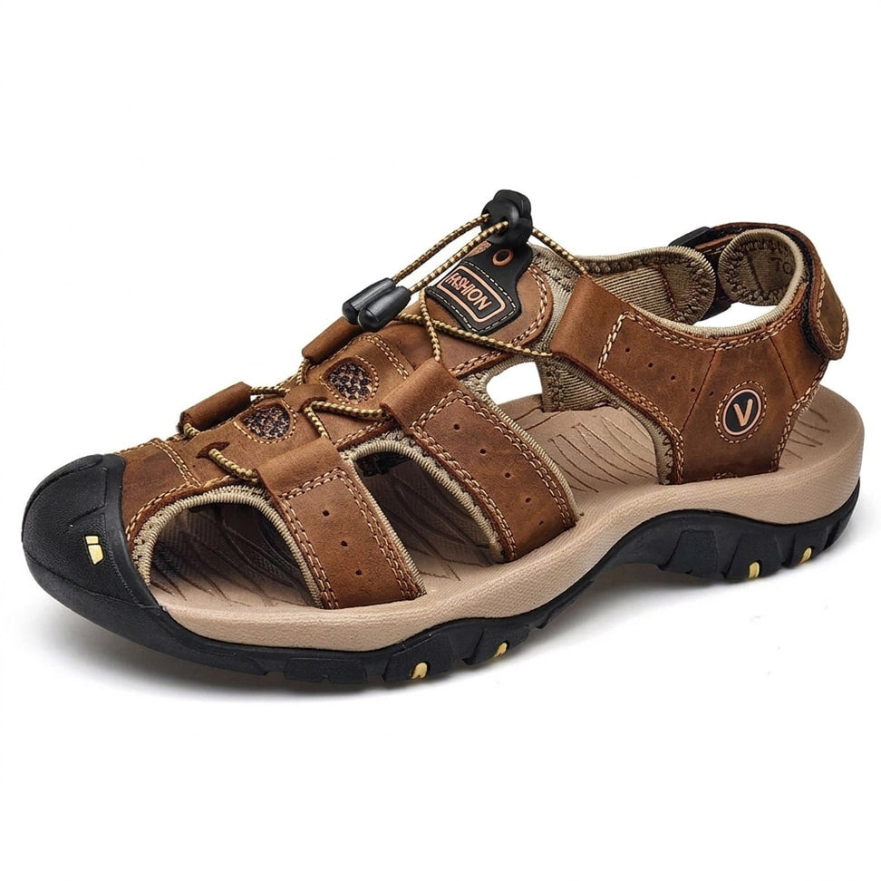 Ridge - Comfort Leather Orthopaedic Walking Sandal Brown