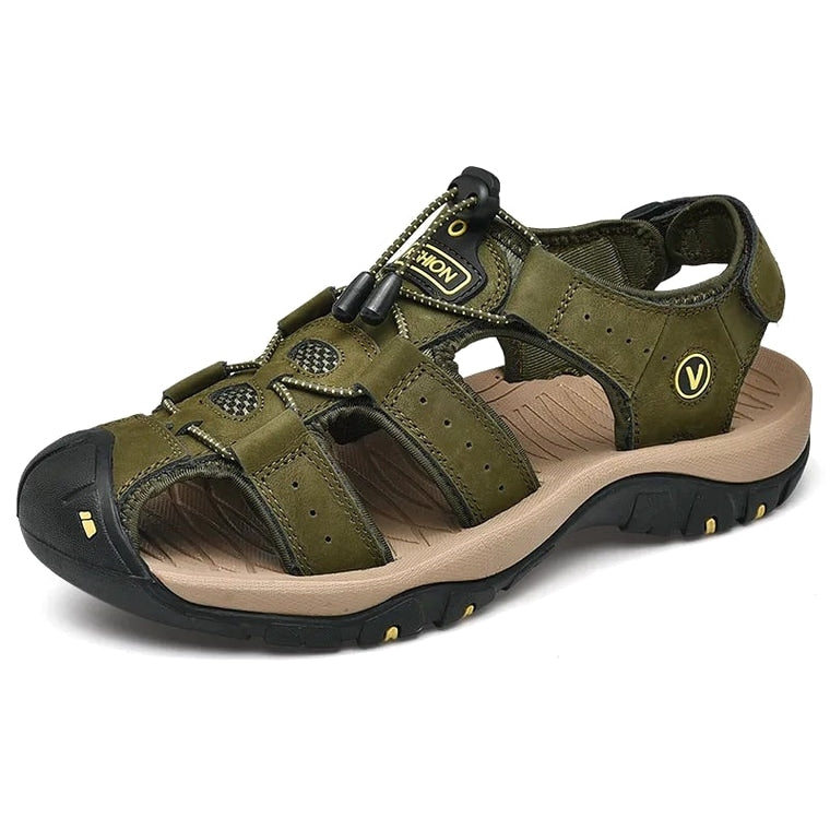 Ridge - Comfort Leather Orthopaedic Walking Sandal Green · view 02