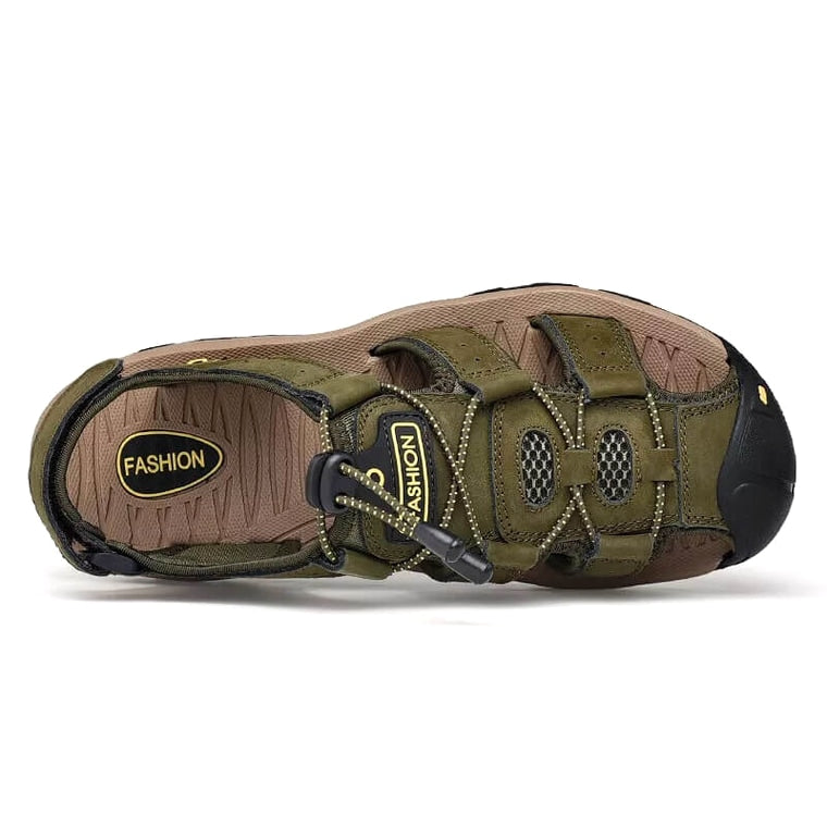 Ridge - Comfort Leather Orthopaedic Walking Sandal Green · view 05