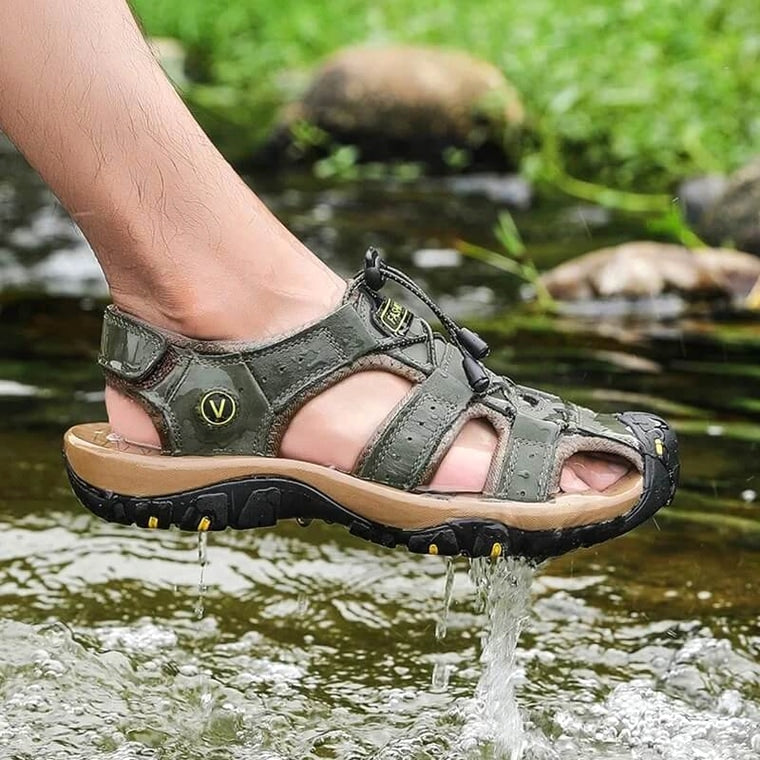 Ridge - Comfort Leather Orthopaedic Walking Sandal Green · view 06
