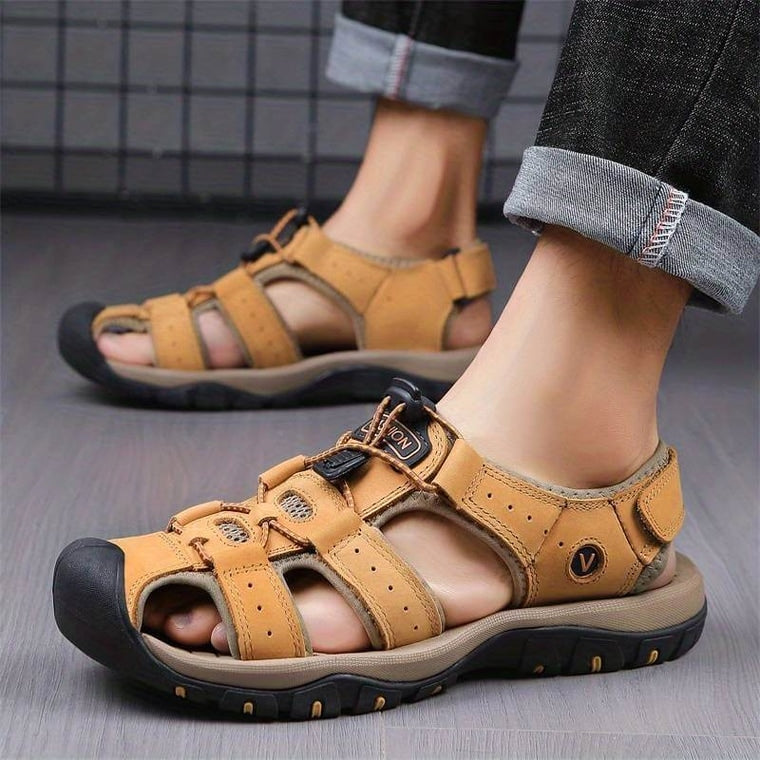 Ridge - Comfort Leather Orthopaedic Walking Sandal Khaki · view 03