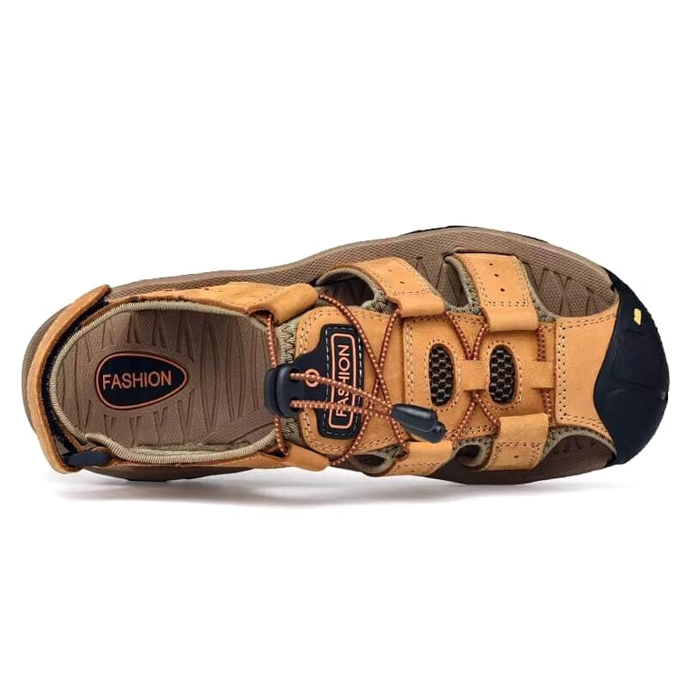 Ridge - Comfort Leather Orthopaedic Walking Sandal Khaki · view 05