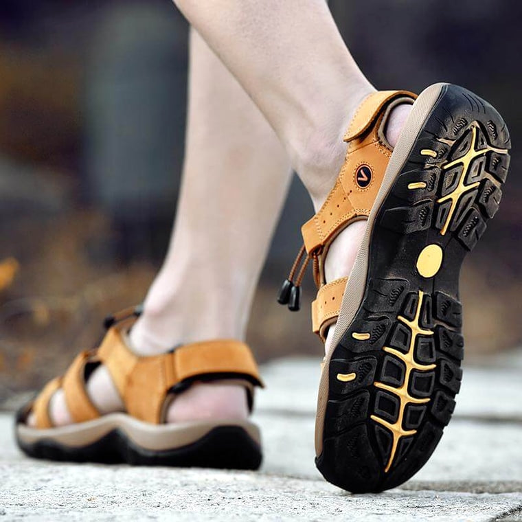 Ridge - Comfort Leather Orthopaedic Walking Sandal Khaki · view 07