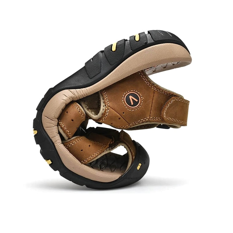 Ridge - Comfort Leather Orthopaedic Walking Sandal Khaki · view 09