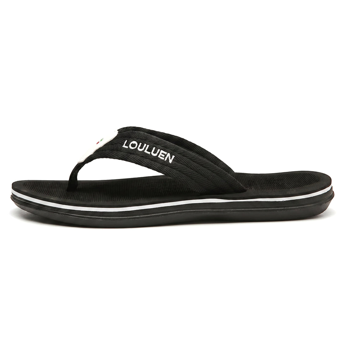 Ripple Massage Flip Flops - Cushioned Recovery Sandal Black · side profile