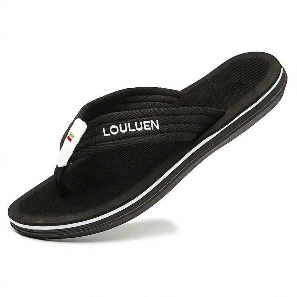 Ripple Massage Flip Flops - Cushioned Recovery Sandal Black