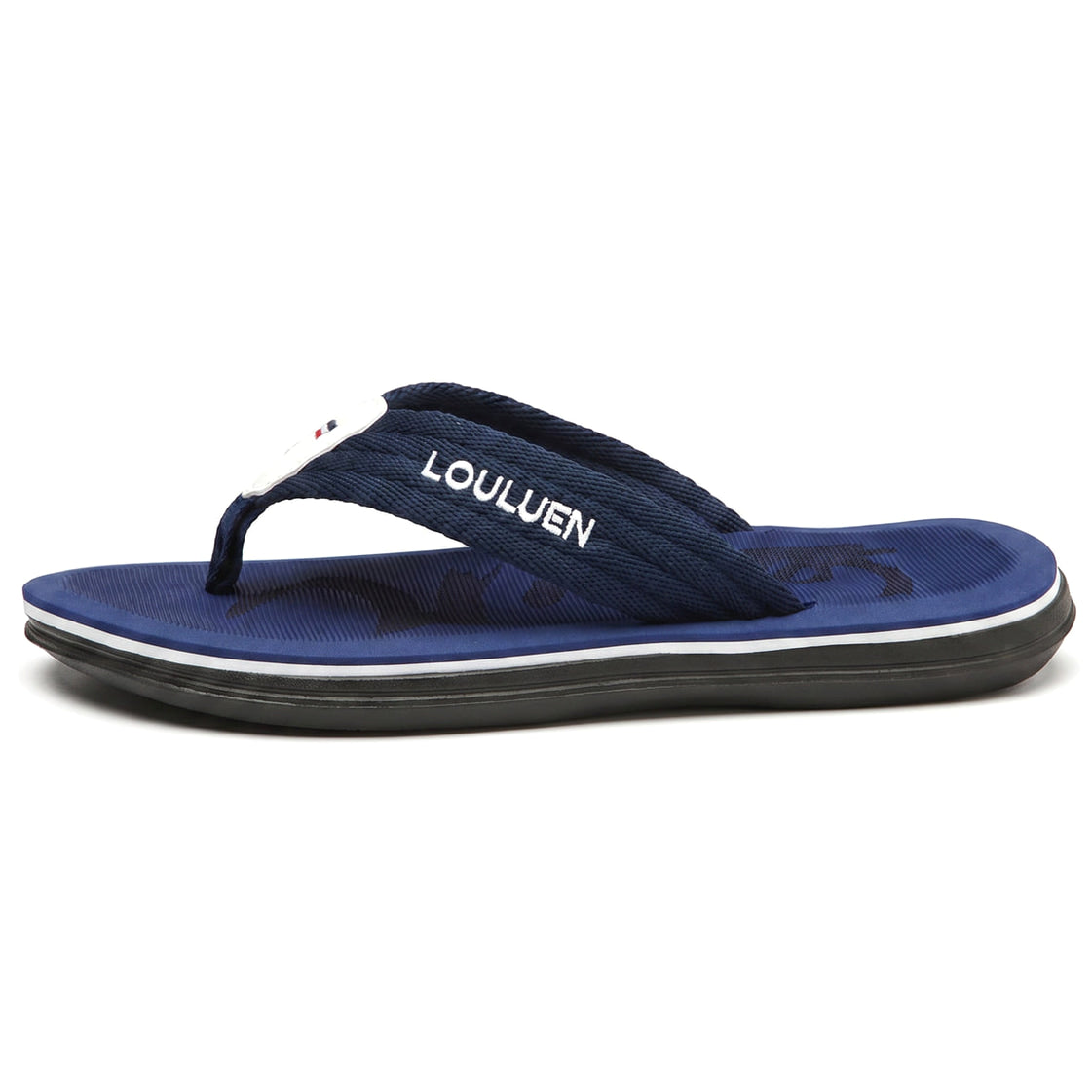 Ripple Massage Flip Flops - Cushioned Recovery Sandal Blue · side profile