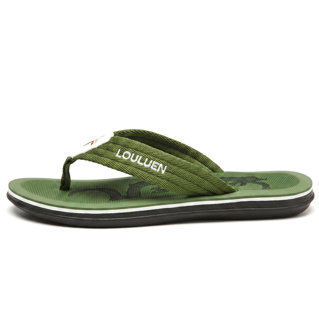 Ripple Massage Flip Flops - Cushioned Recovery Sandal Green · side profile