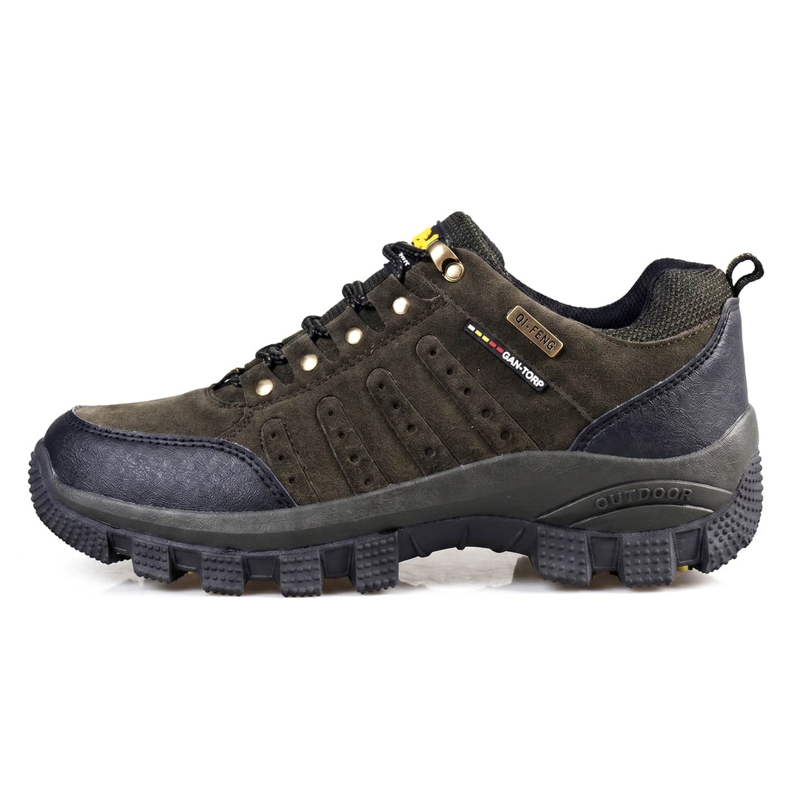 Terrain - Waterproof Leather Hiking Walking Shoes Green · side profile